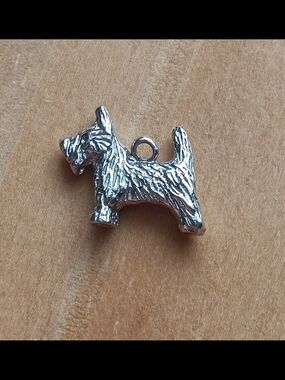 Scottish Terrier Dog Charm Pendant Silver Marked EJ STG